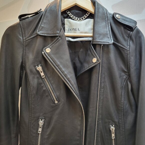 DOMA brand leather moto jacket - size small - lamb nappa - Picture 4 of 10